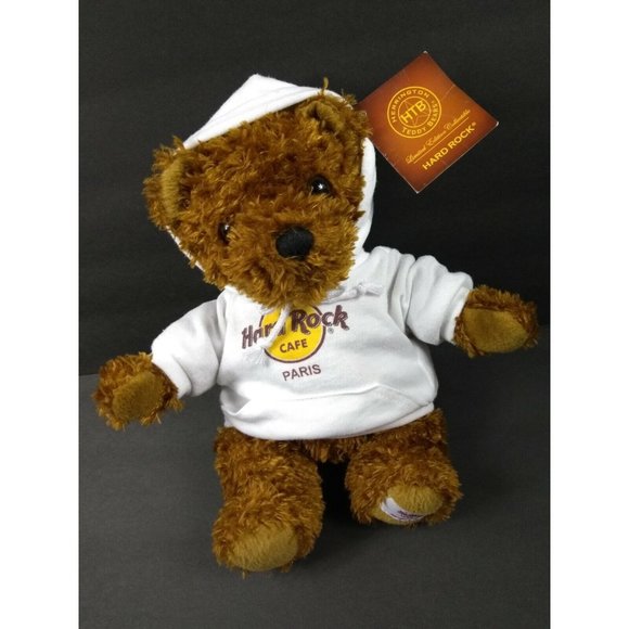 Hard Rock Cafe Paris 9" CLASSIC Teddy Bear w/ Hoodie Plush Stuffed Animal NWT - Picture 4 of 12